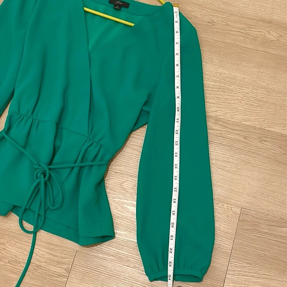 J. Crew Green Faux Wrap Top Size 6 - Picture 7 of 13